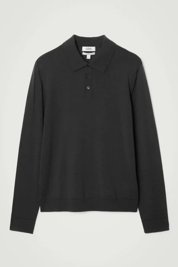 COS SLIM MERINO WOOL POLO SHIRT BLACK Online