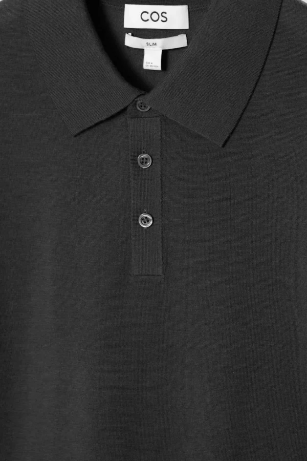 COS SLIM MERINO WOOL POLO SHIRT BLACK Online