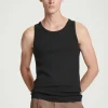 COS SLIM RIBBED COTTON TANK TOP BLACK Best