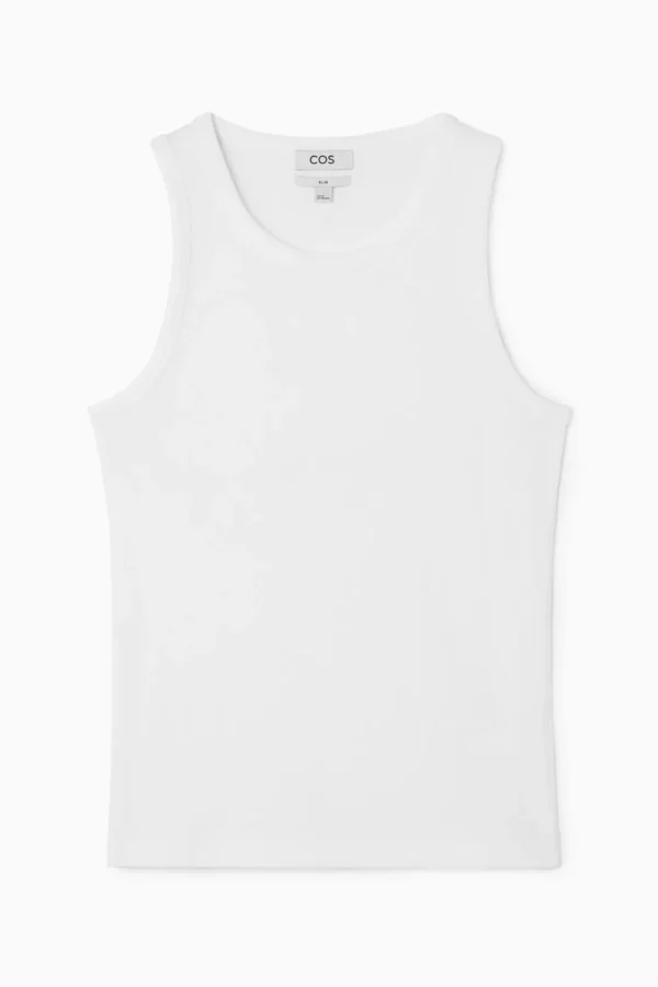 COS SLIM RIBBED COTTON TANK TOP WHITE Store