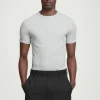 COS SLIM RIBBED COTTON T-SHIRT LIGHT GRAY Cheap