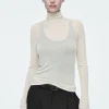 COS SLIM SILK TURTLENECK TOP OFF-WHITE Hot