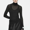 COS SLIM SILK TURTLENECK TOP BLACK Cheap