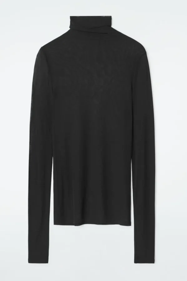 COS SLIM SILK TURTLENECK TOP BLACK Cheap