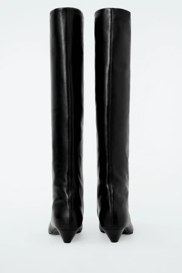 COS SLOUCHED LEATHER KNEE-HIGH BOOTS BLACK Discount