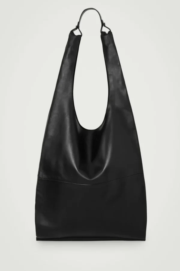 COS SLOUCHY TOTE - LEATHER BLACK Hot