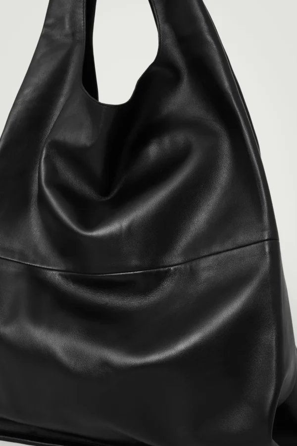 COS SLOUCHY TOTE - LEATHER BLACK Hot