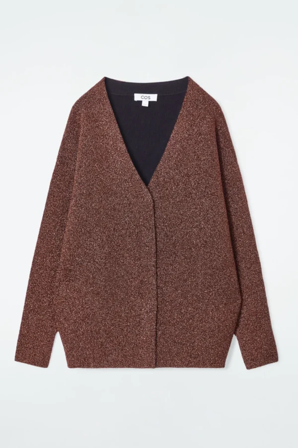 COS SPARKLY MERINO WOOL CARDIGAN MAHOGANY Flash Sale