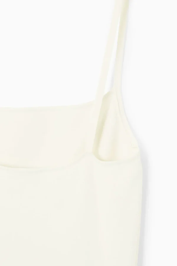 COS SQUARE-NECK KNITTED SLIP DRESS WHITE Discount