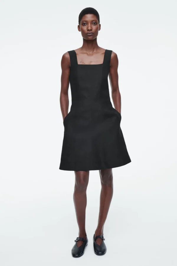 COS SQUARE-NECK MINI PINAFORE DRESS BLACK Online