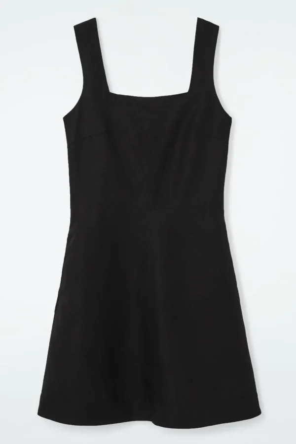 COS SQUARE-NECK MINI PINAFORE DRESS BLACK Online