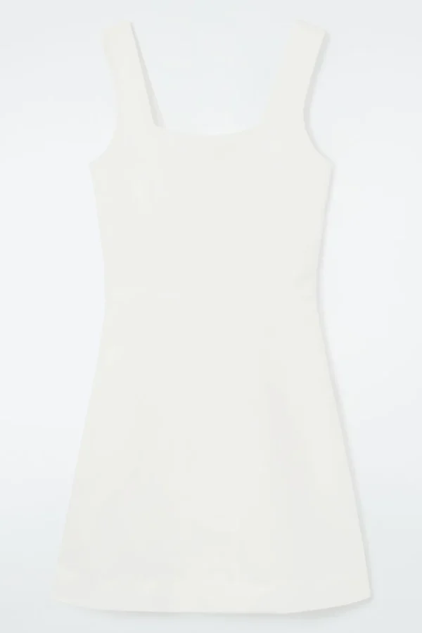 COS SQUARE-NECK MINI PINAFORE DRESS WHITE Hot