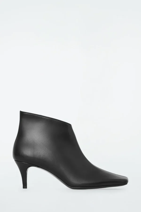 COS SQUARE-TOE LEATHER ANKLE BOOTS BLACK Flash Sale