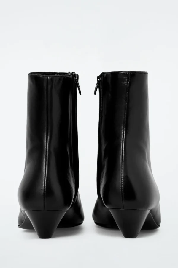 COS SQUARE-TOE LEATHER ANKLE BOOTS BLACK Clearance