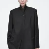 COS STAND-COLLAR WOOL BLAZER BLACK Best Sale