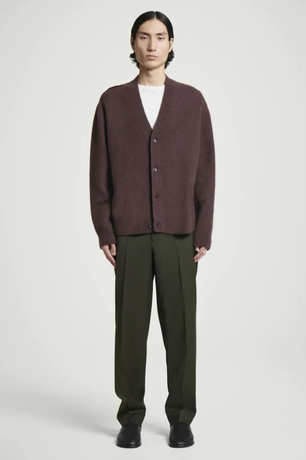 COS STRAIGHT-LEG WOOL PANTS - REGULAR DARK KHAKI Flash Sale