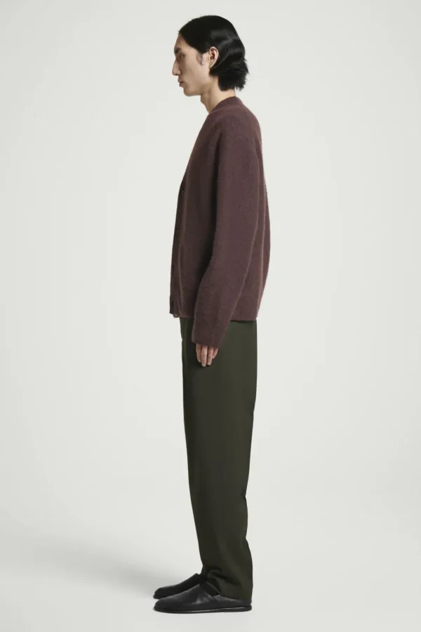 COS STRAIGHT-LEG WOOL PANTS - REGULAR DARK KHAKI Flash Sale