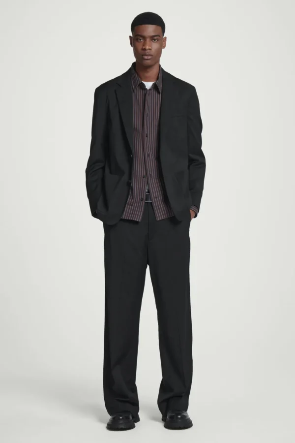 COS STRAIGHT-LEG WOOL PANTS - REGULAR BLACK Best Sale