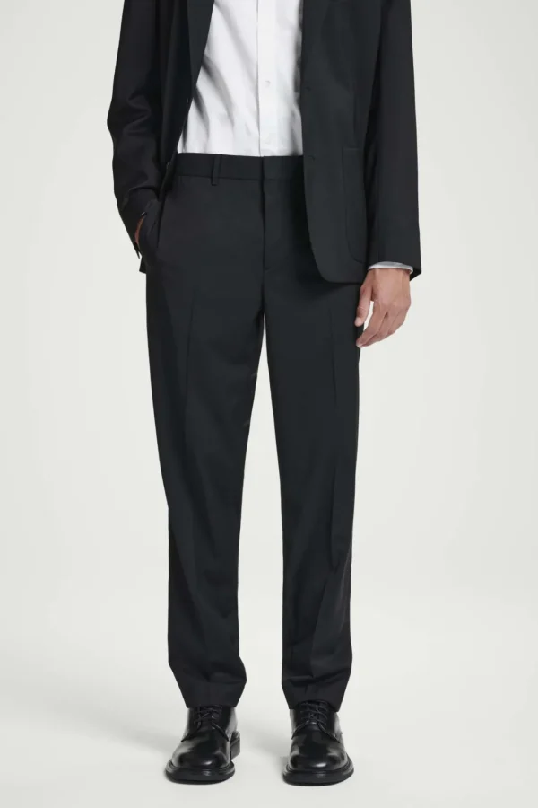 COS STRAIGHT-LEG WOOL PANTS - REGULAR BLACK Best Sale