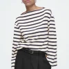 COS STRIPED BOAT-NECK TOP NAVY / STRIPED Best