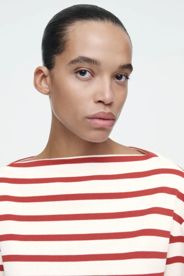 COS STRIPED BOAT-NECK TOP RED / STRIPED Flash Sale