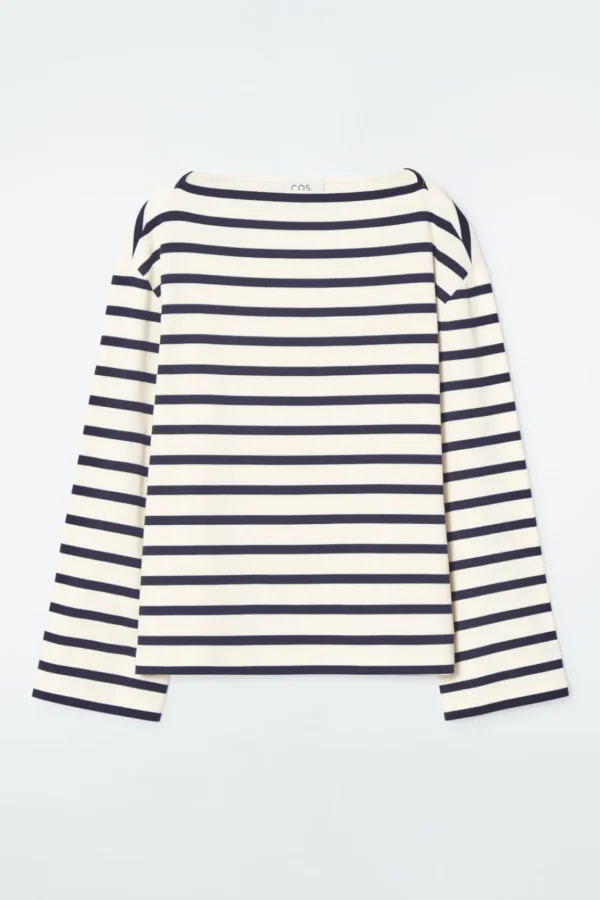 COS STRIPED BOAT-NECK TOP NAVY / STRIPED Best