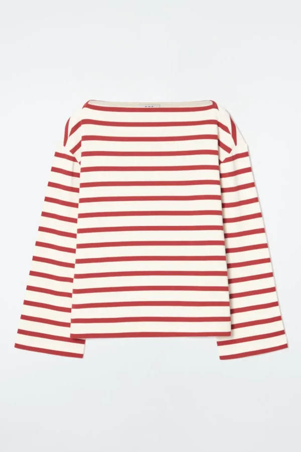 COS STRIPED BOAT-NECK TOP RED / STRIPED Flash Sale