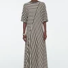 COS STRIPED JERSEY MIDI DRESS BLACK / STRIPED Cheap