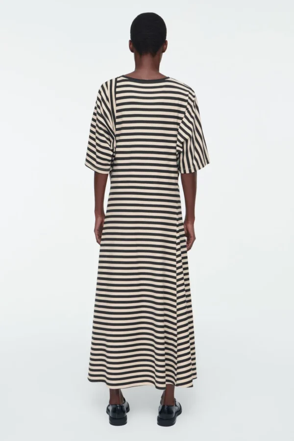 COS STRIPED JERSEY MIDI DRESS BLACK / STRIPED Cheap