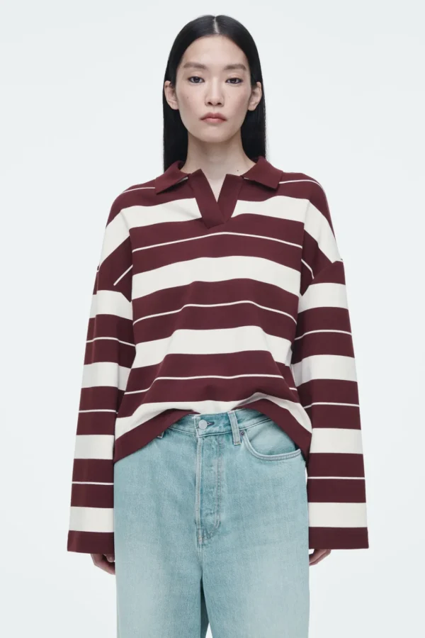 COS STRIPED JERSEY RUGBY SHIRT BURGUNDY / STRIPED Sale