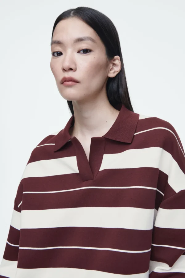 COS STRIPED JERSEY RUGBY SHIRT BURGUNDY / STRIPED Sale