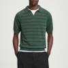 COS STRIPED KNITTED POLO SHIRT GREEN Cheap