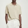 COS STRIPED KNITTED POLO SHIRT BEIGE Shop