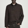 COS STRIPED LONG-SLEEVED POLO SHIRT BROWN / BLACK Cheap