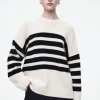 COS STRIPED MERINO WOOL SWEATER ECRU / STRIPED Hot