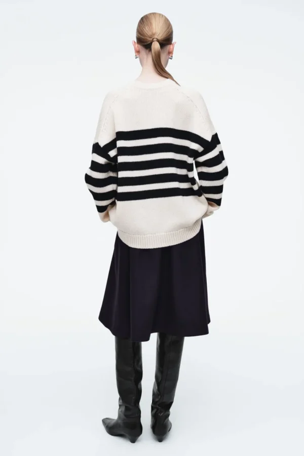 COS STRIPED MERINO WOOL SWEATER ECRU / STRIPED Hot