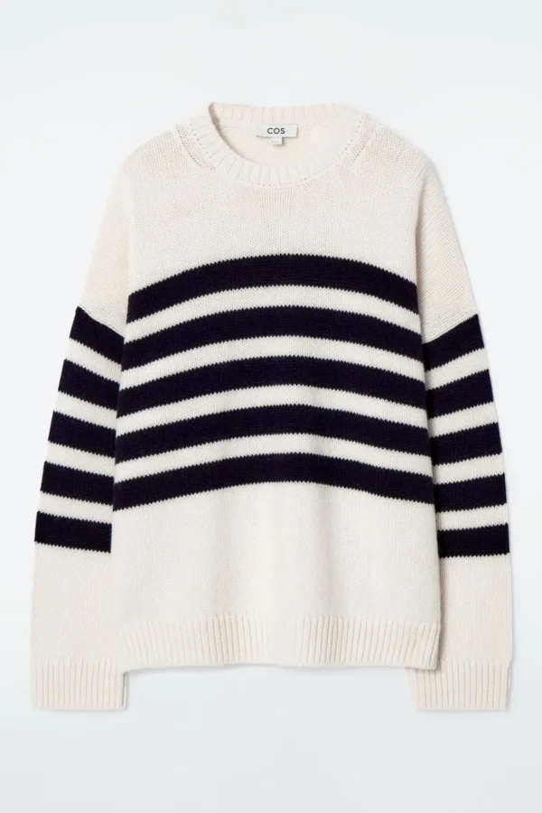 COS STRIPED MERINO WOOL SWEATER ECRU / STRIPED Hot