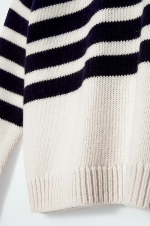 COS STRIPED MERINO WOOL SWEATER ECRU / STRIPED Hot