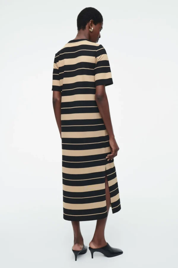 COS STRIPED MIDI T-SHIRT DRESS BEIGE / STRIPED Best