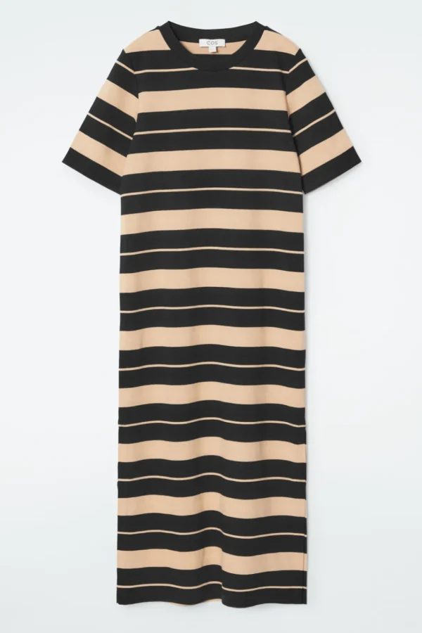 COS STRIPED MIDI T-SHIRT DRESS BEIGE / STRIPED Best