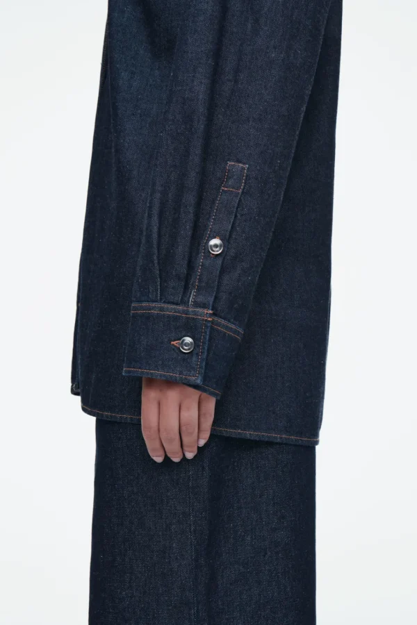 COS TAILORED DENIM SHIRT INDIGO Flash Sale