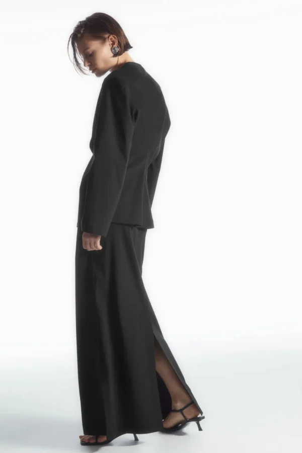 COS TAILORED LINEN-BLEND MAXI SKIRT BLACK Clearance