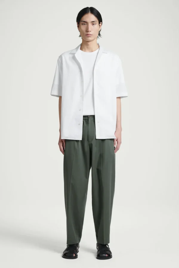 COS TAPERED ELASTICATED PANTS GREEN Fashion