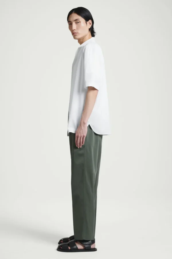 COS TAPERED ELASTICATED PANTS GREEN Fashion