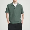 COS TEXTURED KNITTED POLO SHIRT GREEN Shop