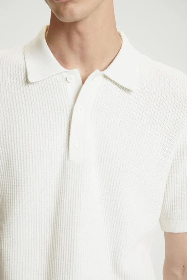 COS TEXTURED KNITTED POLO SHIRT WHITE Fashion