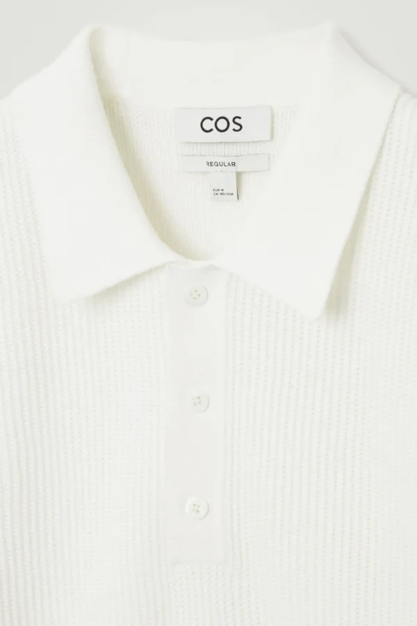 COS TEXTURED KNITTED POLO SHIRT WHITE Fashion