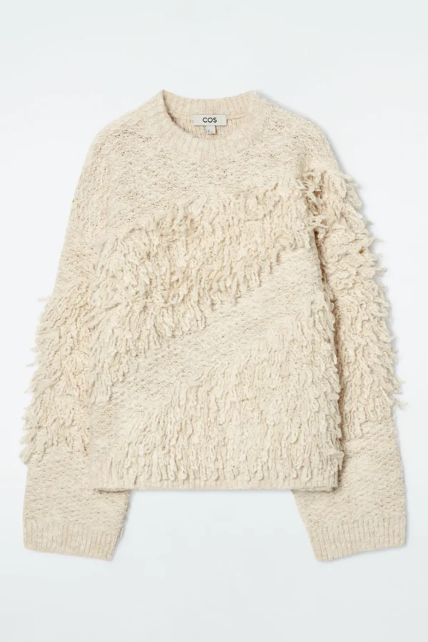 COS TEXTURED LOOP-KNIT WOOL JUMPER ECRU Cheap