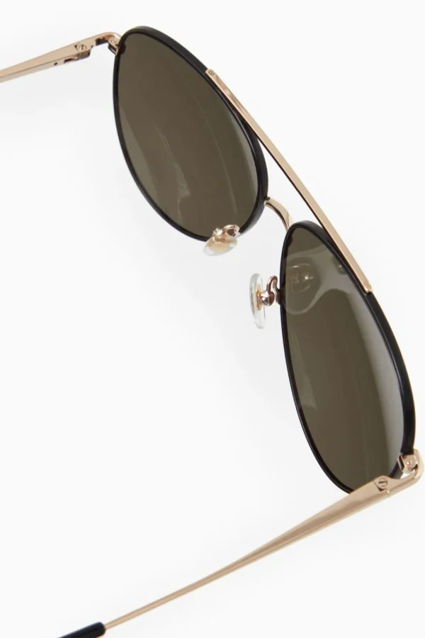 COS THE AVIATOR METAL SUNGLASSES GOLD / BLACK Store