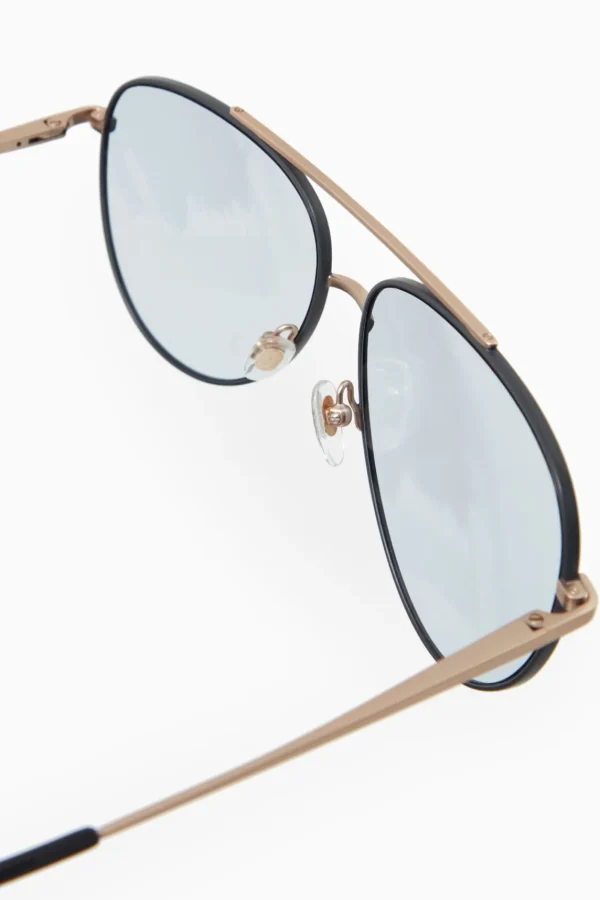 COS THE AVIATOR METAL SUNGLASSES GOLD / BLUE Online